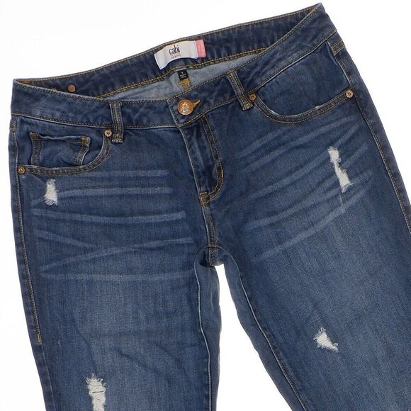 Cabi Jeans Womens 8 Slim Boyfriend Distressed Blue Low Mid Measures 33 x 29.5 - Picture 6 of 11